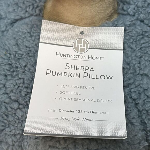 Huntington Home Sherpa Pumpkin Pillow Plush 11in Fall Decor Thanksgiving Holiday - Picture 5 of 9